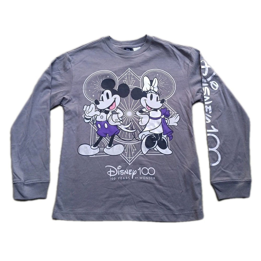 Disney 100 Mickey And Minnie Long Sleeve Graphic Tee Kids 9/10